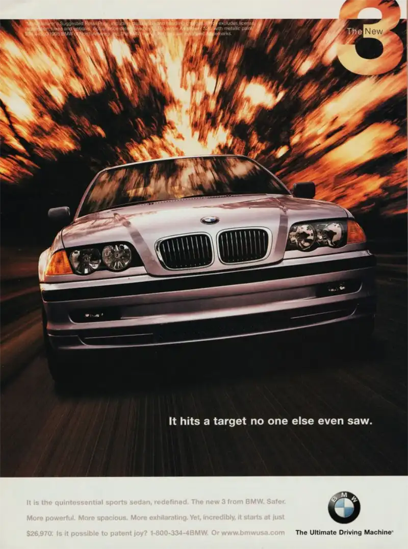 Vintage auto ad: BMW, It hits a target no one else even saw.